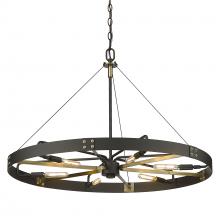  3866-L NB-AB - Vaughn 6 Light Chandelier in Natural Black with Aged Brass Accents